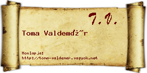 Toma Valdemár névjegykártya